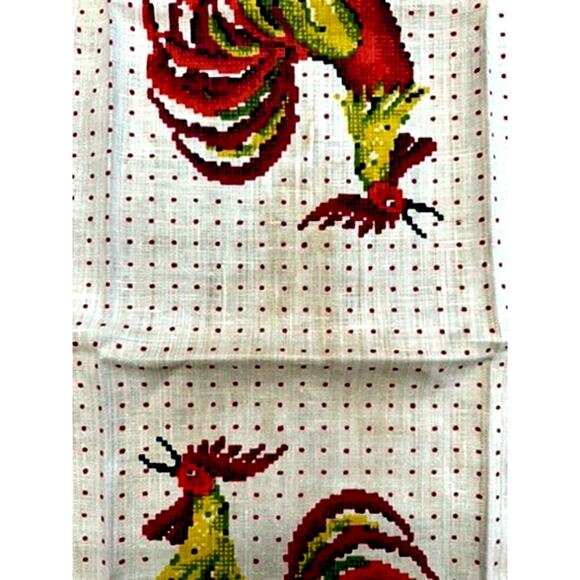 Parisian Prints, Vintage Rooster Dish Towel 28 x 16 Has Spots, FINAL SALE!! - Picture 8 of 9